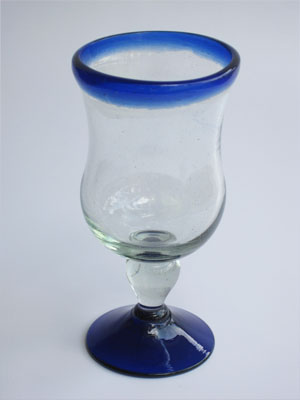 Sale Items / Cobalt Blue Rim 11 oz Curvy Water Goblets  / The curved wall of these goblets makes them classic and beautiful at the same time. Ideal to complete your table setting.